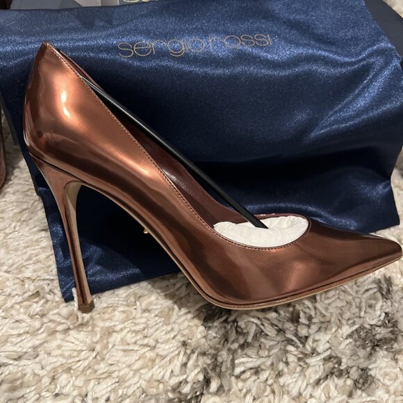 Sergio Rossi Godiva 105 Patent Pump Women's Dark Red - Picture 3 of 5